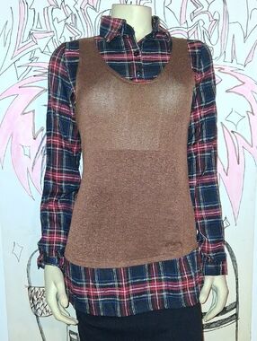 Nak Classic Layered Plaid Top